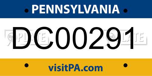 DC00291 Pennsylvania License Plate