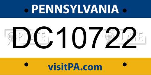 DC10722 Pennsylvania License Plate