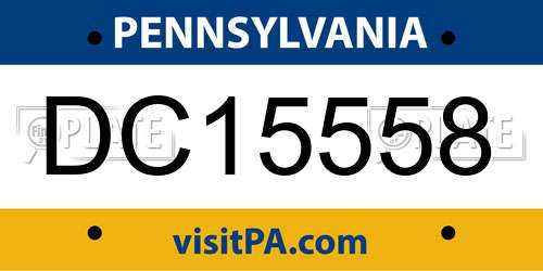 DC15558 Pennsylvania License Plate
