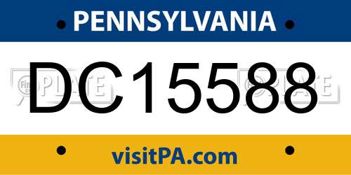 DC15588 Pennsylvania License Plate