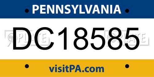DC18585 Pennsylvania License Plate