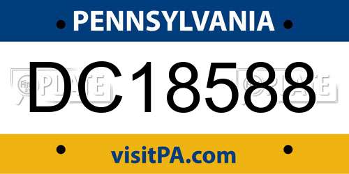 DC18588 Pennsylvania License Plate