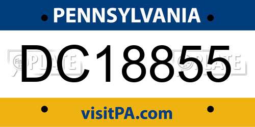 DC18855 Pennsylvania License Plate