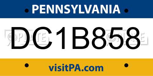 DC1B858 Pennsylvania License Plate