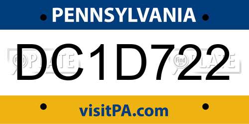 DC1D722 Pennsylvania License Plate