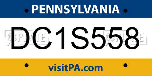 DC1S558 Pennsylvania License Plate