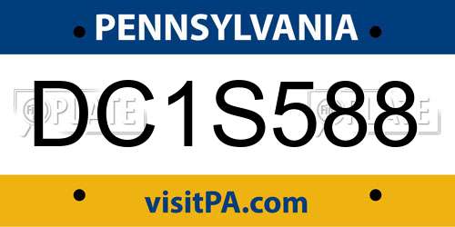 DC1S588 Pennsylvania License Plate
