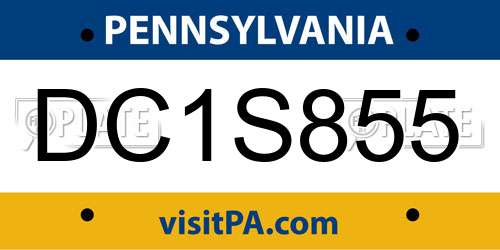 DC1S855 Pennsylvania License Plate