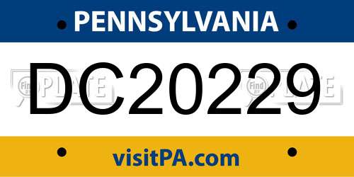 DC20229 Pennsylvania License Plate