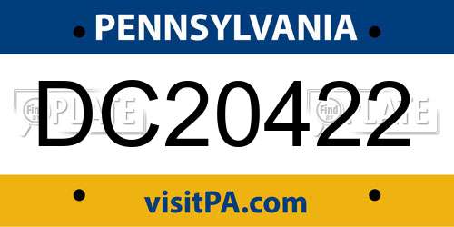 DC20422 Pennsylvania License Plate