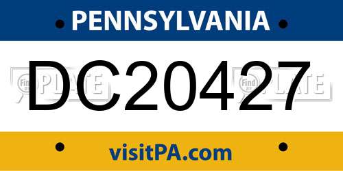 DC20427 Pennsylvania License Plate