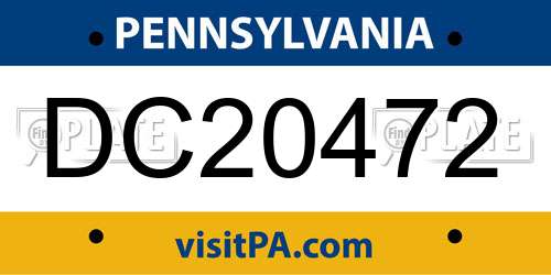 DC20472 Pennsylvania License Plate