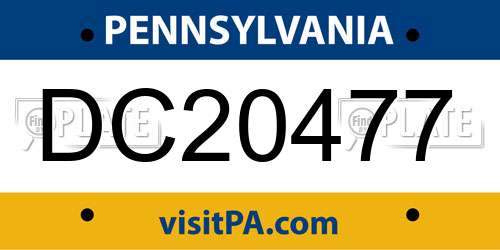 DC20477 Pennsylvania License Plate