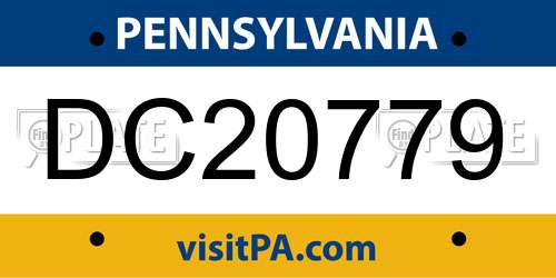 DC20779 Pennsylvania License Plate