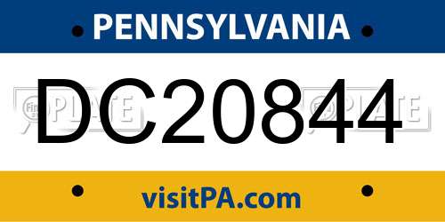 DC20844 Pennsylvania License Plate
