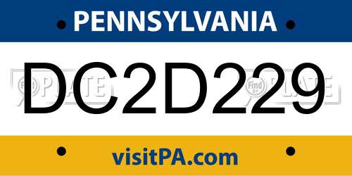 DC2D229 Pennsylvania License Plate