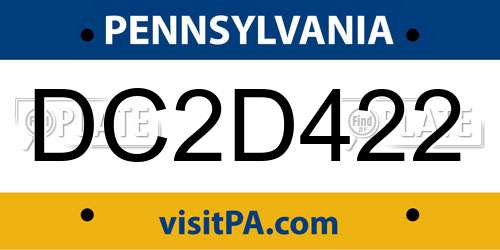DC2D422 Pennsylvania License Plate