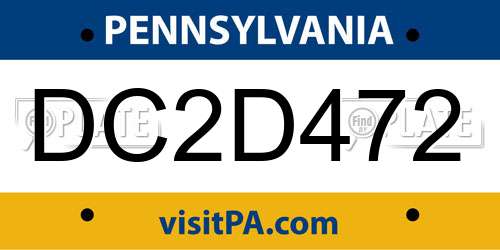 DC2D472 Pennsylvania License Plate