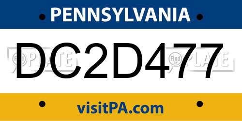 DC2D477 Pennsylvania License Plate