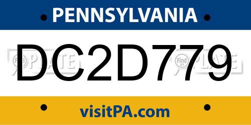 DC2D779 Pennsylvania License Plate