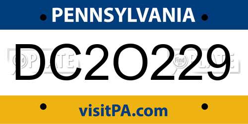 DC2O229 Pennsylvania License Plate