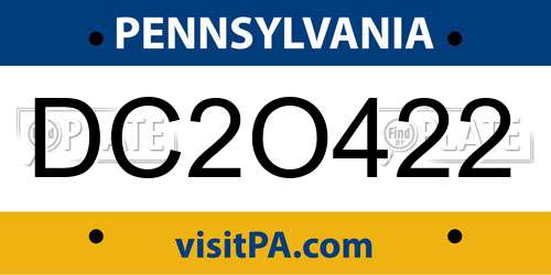 DC2O422 Pennsylvania License Plate