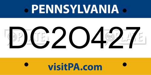 DC2O427 Pennsylvania License Plate