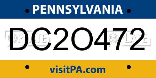 DC2O472 Pennsylvania License Plate