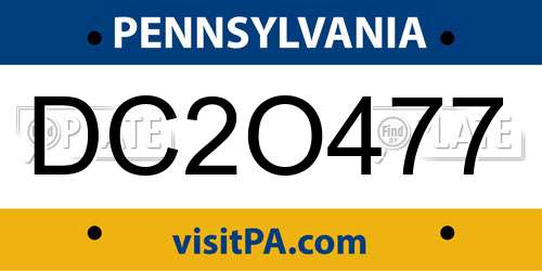 DC2O477 Pennsylvania License Plate