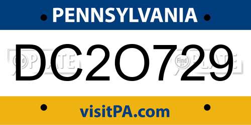 DC2O729 Pennsylvania License Plate