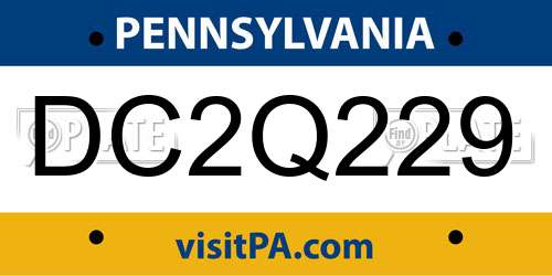 DC2Q229 Pennsylvania License Plate