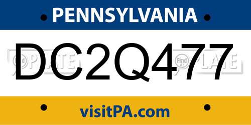 DC2Q477 Pennsylvania License Plate