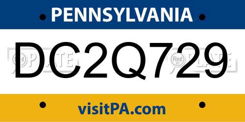 DC2Q729 Pennsylvania License Plate