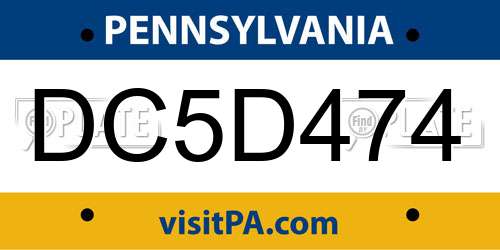 DC5D474 Pennsylvania License Plate