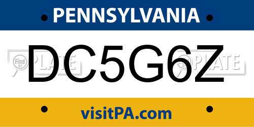DC5G6Z Pennsylvania License Plate