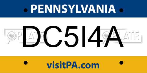 DC5I4A Pennsylvania License Plate