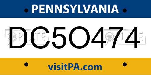 DC5O474 Pennsylvania License Plate