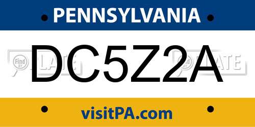 DC5Z2A Pennsylvania License Plate