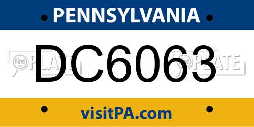 DC6063 Pennsylvania License Plate