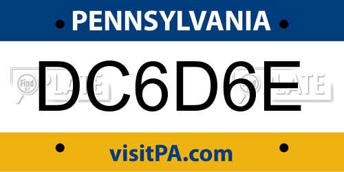DC6D6E Pennsylvania License Plate