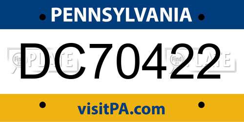 DC70422 Pennsylvania License Plate