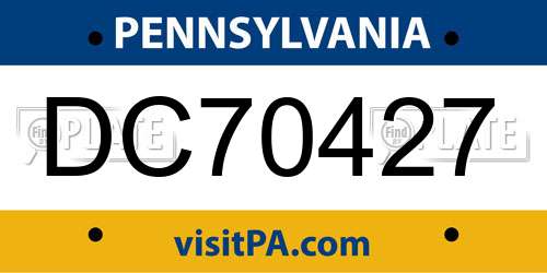 DC70427 Pennsylvania License Plate