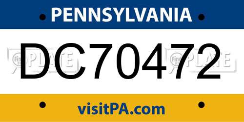 DC70472 Pennsylvania License Plate