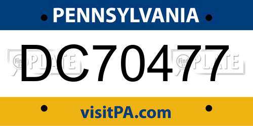 DC70477 Pennsylvania License Plate
