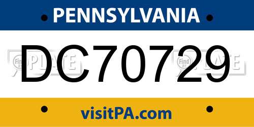 DC70729 Pennsylvania License Plate