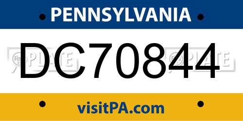 DC70844 Pennsylvania License Plate