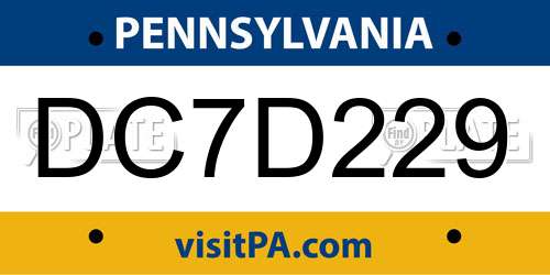 DC7D229 Pennsylvania License Plate