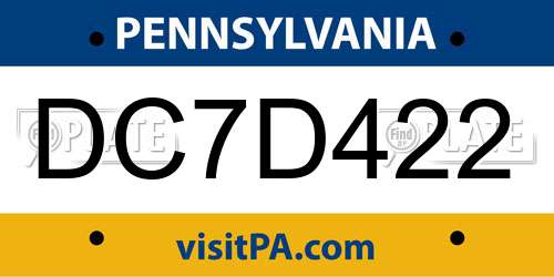 DC7D422 Pennsylvania License Plate