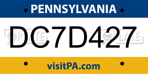 DC7D427 Pennsylvania License Plate