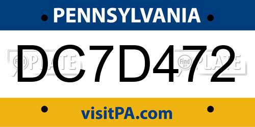 DC7D472 Pennsylvania License Plate